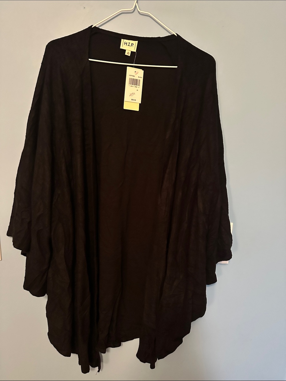 h.i.p. Black Draped Open Cardigan